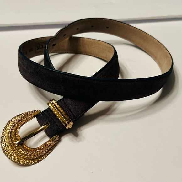 The Ritz Accessory Collection Leather Belt Sz Medium Gray Suede - Picture 2 of 9